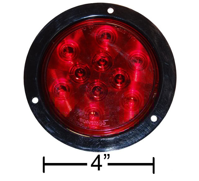 LED 4" Round Tail Light with Flange 10 LEDs Tail Lights Lights Products