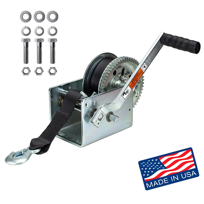 Dutton-Lainson 2,500 lb. Two Speed Hand Winch with 25' Strap w/ Bolt ...