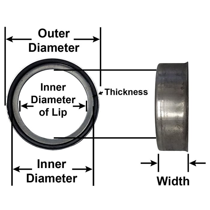 Stainless Steel Spindle Wear Ring 1.25" O.D. Wear Rings Grease Seals Hubs, Drums