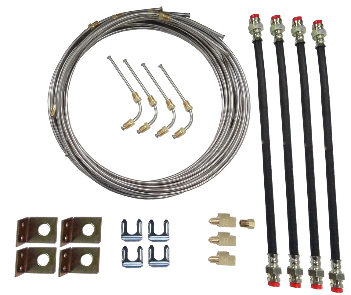 Tandem Axle Brake Line Kit with 20' Stainless Steel Line - For Disc Brakes - Trailer Brake Line Tandem Axle Boat Trailer Brake Line Kit