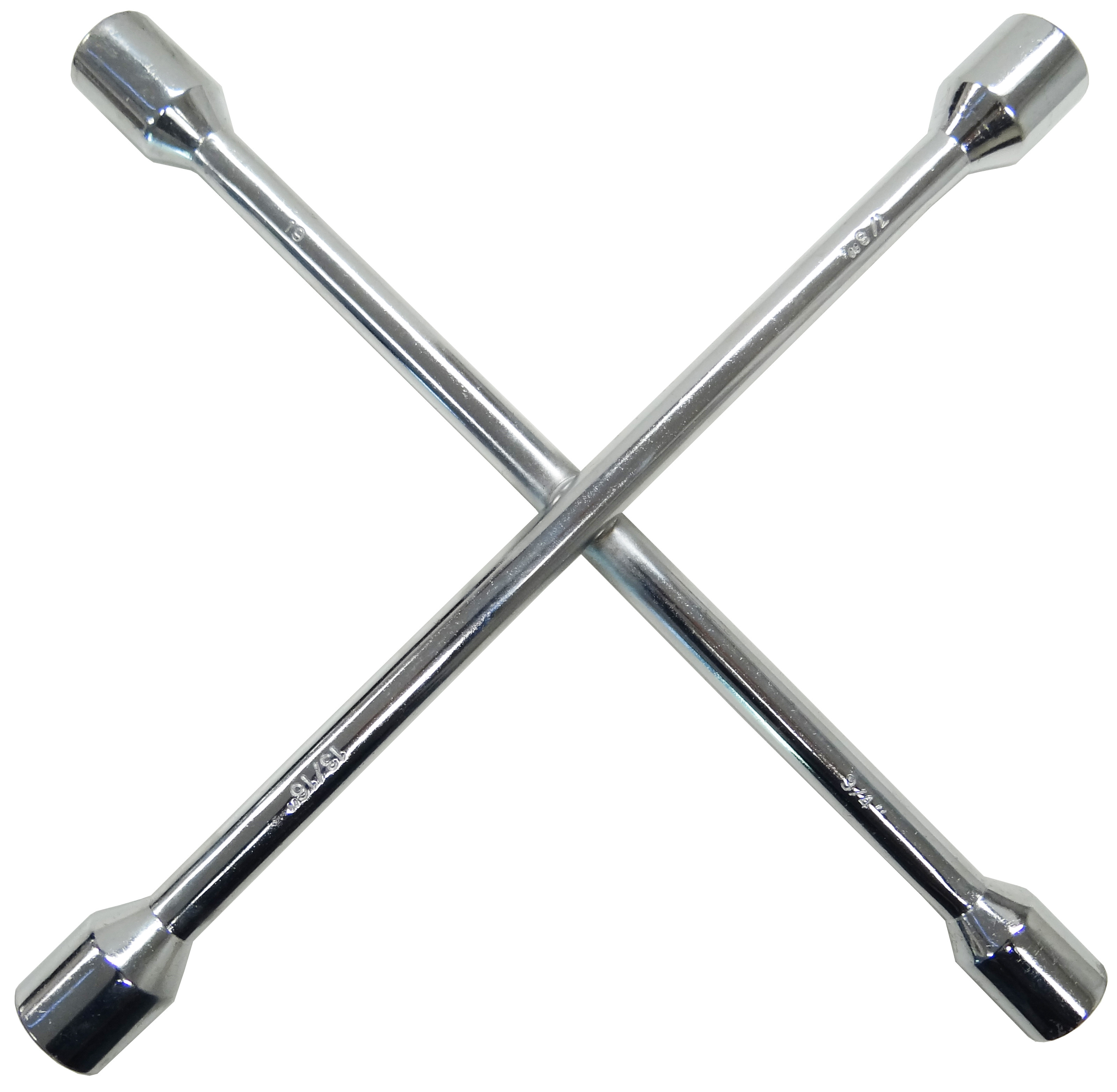 14" Heavy Duty Chrome Universal Lug Wrench 4-way Cross Wrench | Fits Lug Nuts 11/16" - 3/4" - 13/16" - 7/8" Metric 17 mm - 19 mm - 21 mm