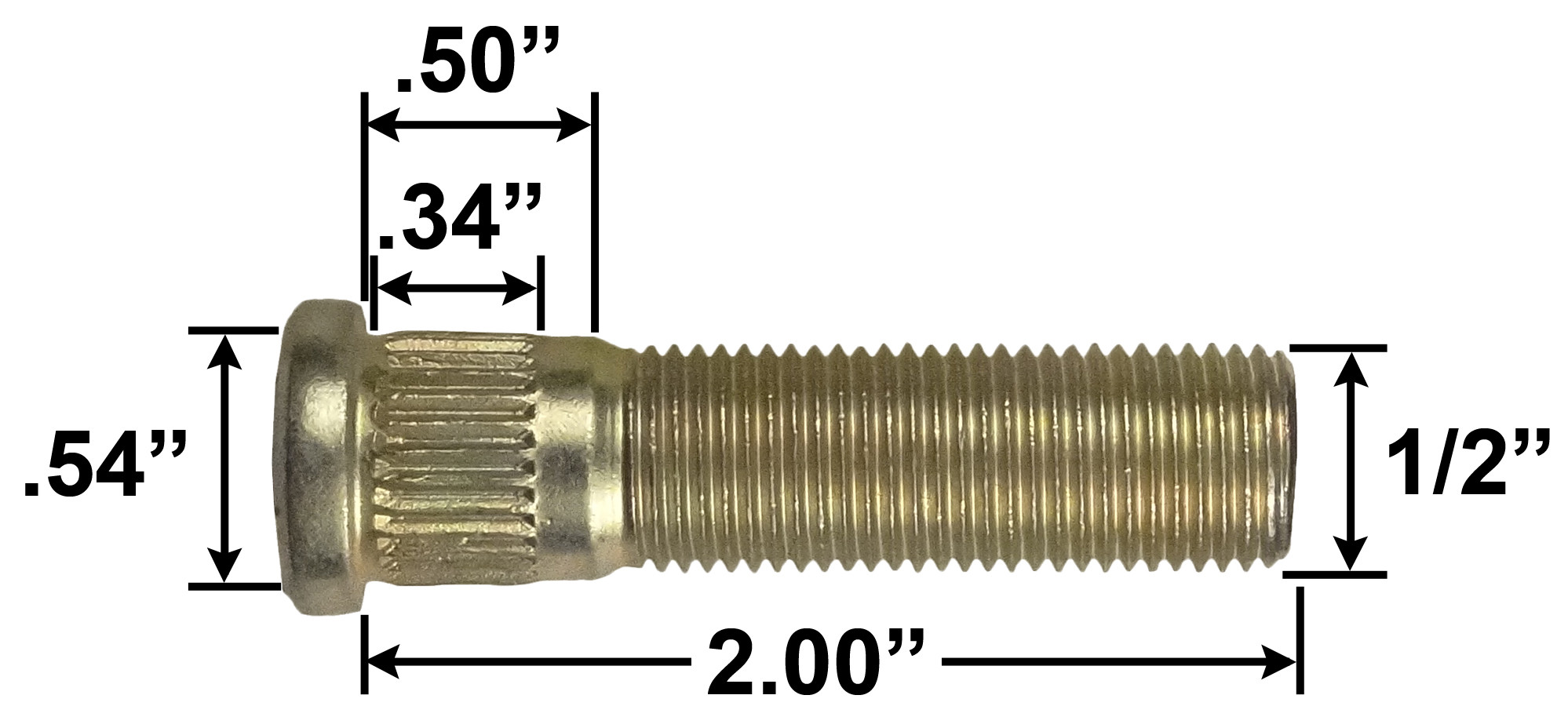 1/2" Wheel Stud Knurl Length .34" Studs TrailerParts