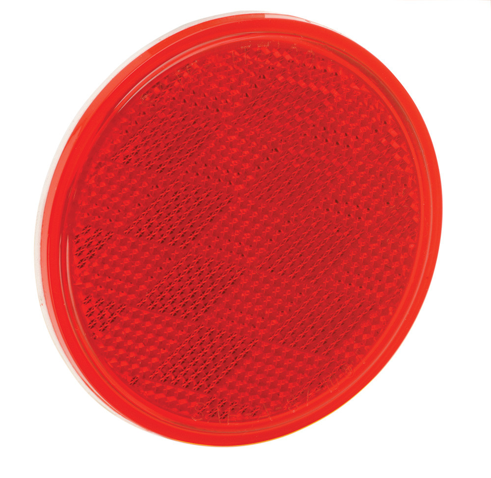 Reflector 3-3/16" Round Adhesive Mount Red