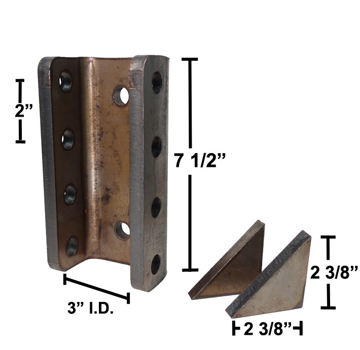 7 1/2" Long 4-Hole Channel with Gussets - 3" I.D. - 20,000 lbs. Capacity