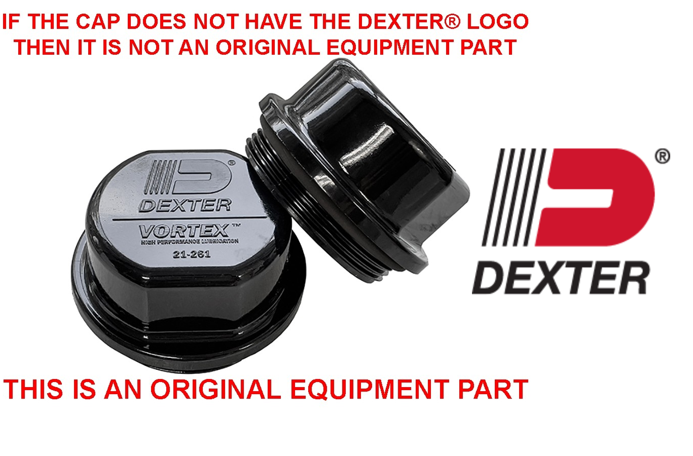 Tiedown Vortex Hub Replacement Caps (2 Pack of 48355BV) Dexter® 21-261, 021-261-01, K71-601-73