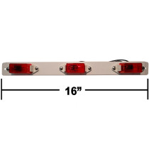 Optronics MC99RB 3 Bar Light - Red - Incandescent - White Metal Base (Compatible w/ Peterson M107-R)