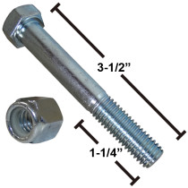 1/2" x 3 1/2" Zinc Plated Bolt & Nut for Spring