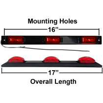 LED 3 Bar Marker Light - Red - Black Plastic Base (Submersible) Buyers 5621719