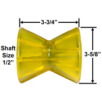 4" Bow Roller - Yellow Poly Vinyl - 1/2" Shaft Size