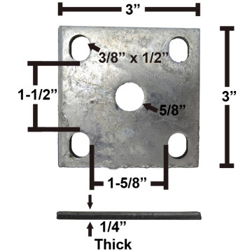 Axle Tie Plate - Fits 1 1/2" Axle and 1 3/4" Spring (Galvanized)