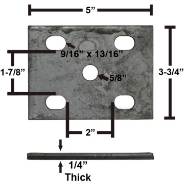 Axle Tie Plate - Fits 2" or 2 3/8" Tube Axle and 1 3/4" Spring (Galvanized)