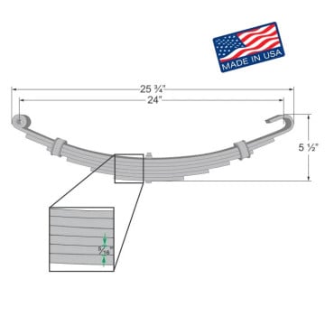 Trailer Leaf Spring - 6 Leaf - 2,000 lbs. Capacity