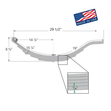 Trailer Leaf Spring - 5 Leaf - 5,000 lbs. Capacity