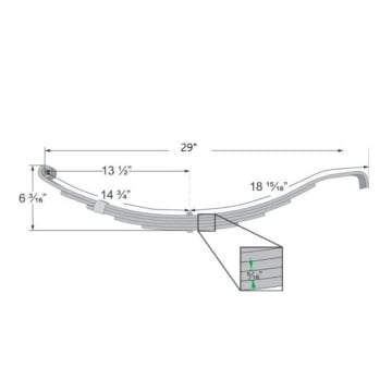 Trailer Leaf Spring - 5 Leaf - 1,500 lbs. Capacity