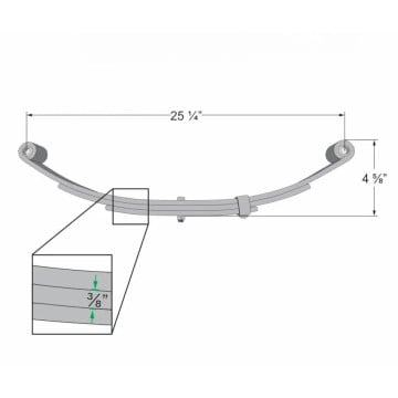 Trailer Leaf Spring - 3 Leaf - 1,250 lbs. Capacity
