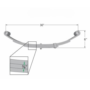 Trailer Leaf Spring - 3 Leaf - 1,250 lbs. Capacity