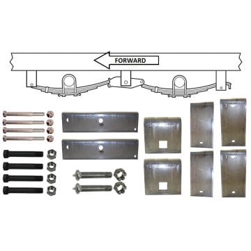 Slipper Spring Tandem Axle Hanger Kit for 2" Wide Springs