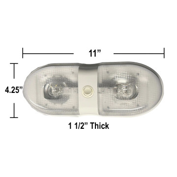 Dual Interior Light - 12 Volt - Incandescent - White Plastic - Clear Lens - Single Switch - Bargman #76 Series