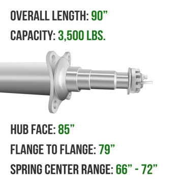 Trailer Axle - Painted 2 3/8" Round - 3,500 lbs. Capacity - 1 3/8" x 1 1/16" Spindles - 85" Hub Face
