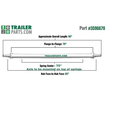 Trailer Axle - Painted 2 3/8" Round - 3,500 lbs. Capacity - 1 3/8" x 1 1/16" Spindles - 85" Hub Face, 70" Spring Center