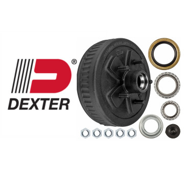 10" x 2 1/4" Brake Drum - 5 Bolt on 5" with 1 3/8" x 1 1/16" Bearings (68149 x 44649) - 1/2" Studs