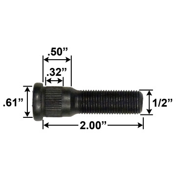 Trailer Wheel Stud - 1/2" 