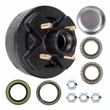 Brake Drum - 7" x 1 1/4" - 4 Bolt with 44649 Bearings - 1/2" Studs 