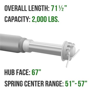 Trailer Axle - 1 3/4" Round - 2,000 lbs. Capacity - 1" Spindles - Painted