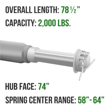 Trailer Axle - 1 3/4" Round - 2,000 lbs. Capacity - 1" Spindles - Painted