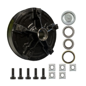 12" x 2" Rim Clamp Style Mobile Home Brake Drum - 5 on 9.4" with 68149 & 67048 Bearings - 9/16" Studs