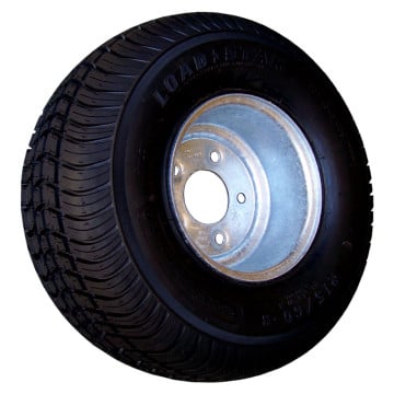 215/60-8 Bias, Galvanized, 940 lb. Capacity, 5 on 4 1/2", "C" Load Rating