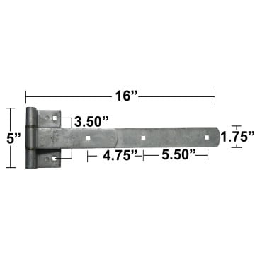Carmate Trailer Door Hinge - Galvanized - 16" Long x 1 3/4" Wide