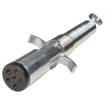 Pollak 6-Way Metal Trailer Connector w/ Spring for Cable Guard - Trailer End (11-605)