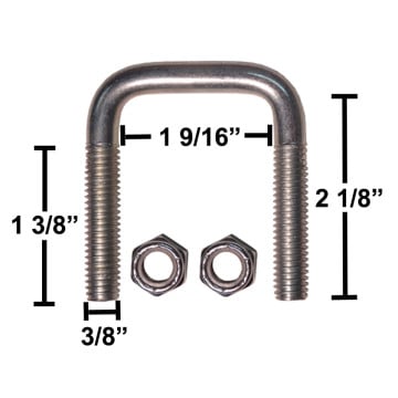 Trailer U-Bolt - Zinc Plated - Square - 1 9/16” x 2 1/8” x 3/8” 