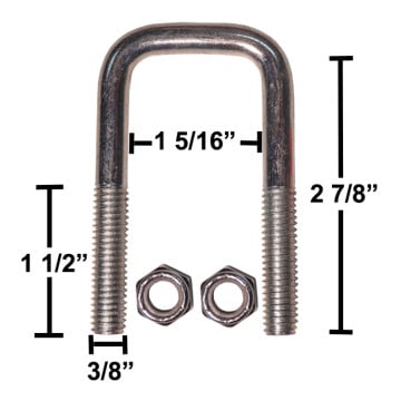 Trailer U-Bolt - Zinc Plated - Square - 1 5/16” x 2 7/8” x 3/8” 