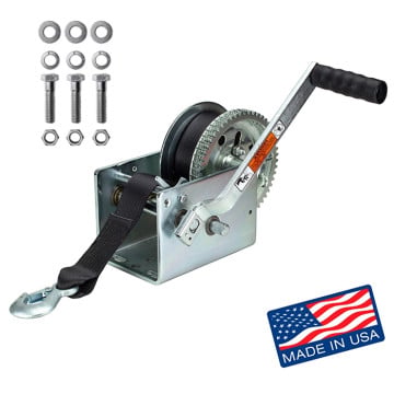 Dutton-Lainson 2,500 lb. Two Speed Hand Winch with 25' Strap & Bolt Kit 