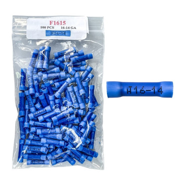 Hillsdale 16-14 Butt Connector Vinyl Insulated - Blue - 100 pcs