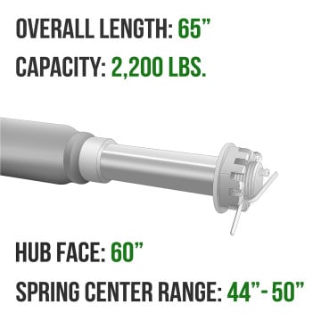 Trailer Axle - 1 3/4" Round - 2,200 lbs. Capacity - 1 1/16" Spindles - Painted