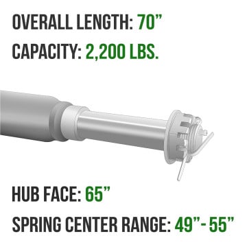 Trailer Axle - 1 3/4" Round - 2,200 lbs. Capacity - 1 1/16" Spindles - Painted