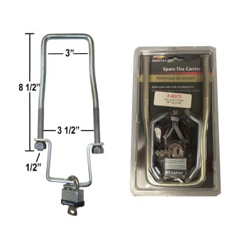 Spare Tire Carrier - With Padlock - Fits 4 and 5 Lug Wheels - Zinc Plated