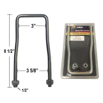 Spare Tire Carrier - With Lug Nuts - Fits 4 and 5 Lug Wheels - Zinc Plated