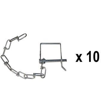 Buyers Safety Pin - 1/4" x 2" - 8" Attached Chain - 10 Count