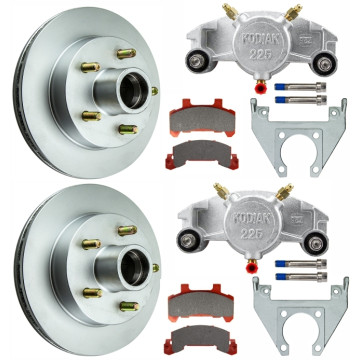 Kodiak 10"  Integral Hub/Rotor Single Axle Disc Brake Kit - 5 on 4 1/2" - Stainless Steel Calipers