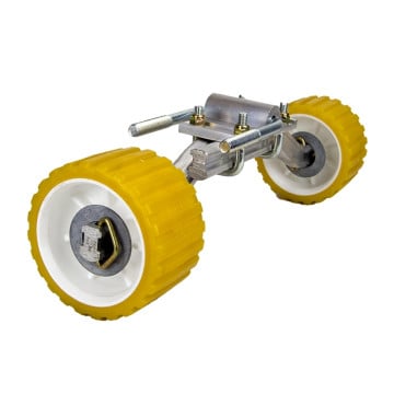 Double Roller Assembly with Adjustable Arms - 3" x 5" Rollers - Fits 3" x 3" Crossmember