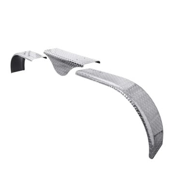 Tie Down Adjustable 60"-72" Tandem Axle Tear Drop Fender - Aluminum Diamond Plate