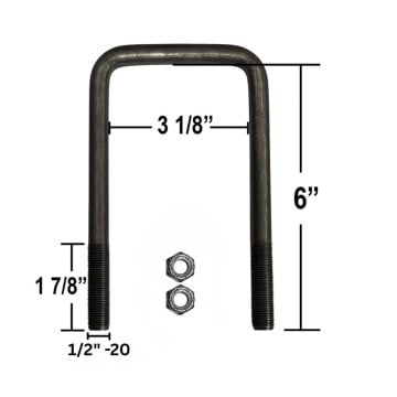 Trailer U-Bolt - Oiled - Square - 3 1/8" x 6" x 1/2" 