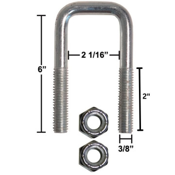 Trailer U-Bolt - Zinc Plated - Square - 2 1/16" x 6" x 3/8"