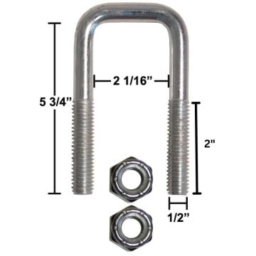 Trailer U-Bolt - Zinc Plated - Square - 2 1/16" x 5 3/4" x 1/2"