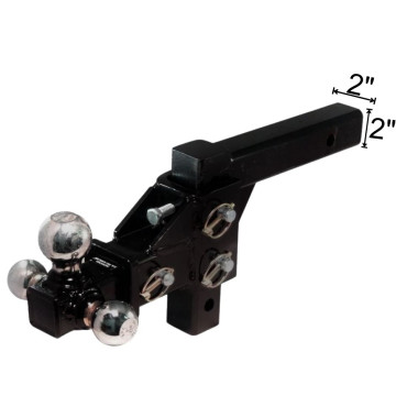 Buyers Adjustable Tri-Ball Mount- 6" Drop - 6" Rise - Solid Shank 1 7/8", 2", and 2 5/16" Balls