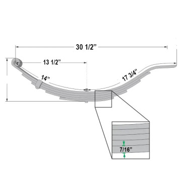Trailer Leaf Spring - 5 Leaf - 5,000 lbs. Capacity - 2 1/2" Wide